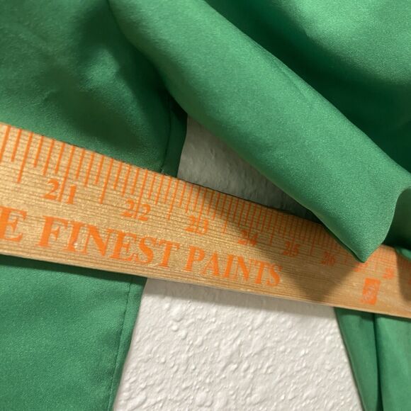 laura jayne blouse 14 silky green large l button up dressy work pleated tv - Picture 11 of 11